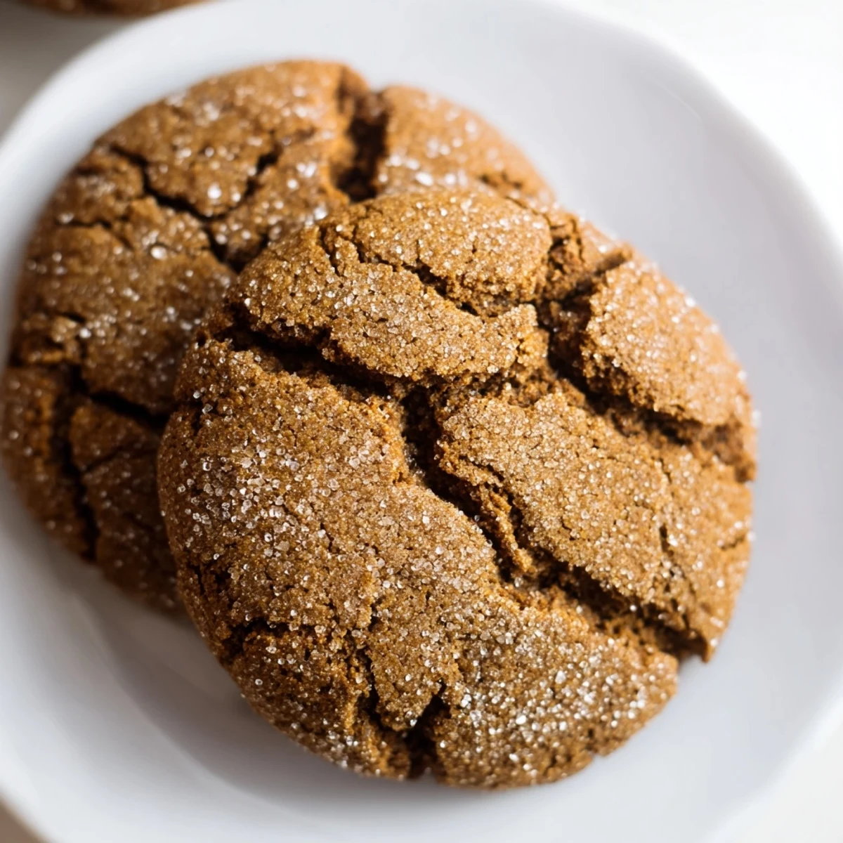 Warm, soft-baked ginger and molasses cookies dusted in sugar, perfect for a cozy afternoon snack.