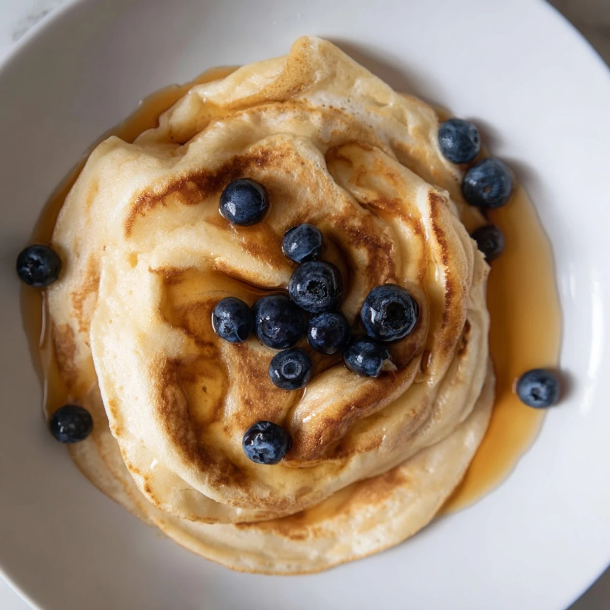 Golden-brown fluffy scrambled pancakes in a skillet, perfect for a cozy American breakfast start.