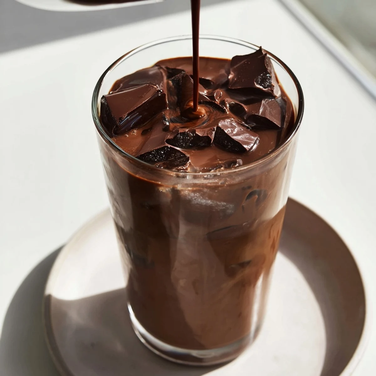 Rich espresso and melted chocolate form a tempting Chocolate Cracking Iced Latte ready to enjoy.