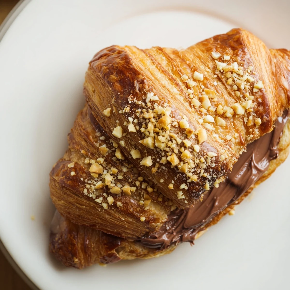 Golden, air-fried 3-Ingredient Nutella Croissants, oozing chocolate, perfect for a quick and simple dessert.