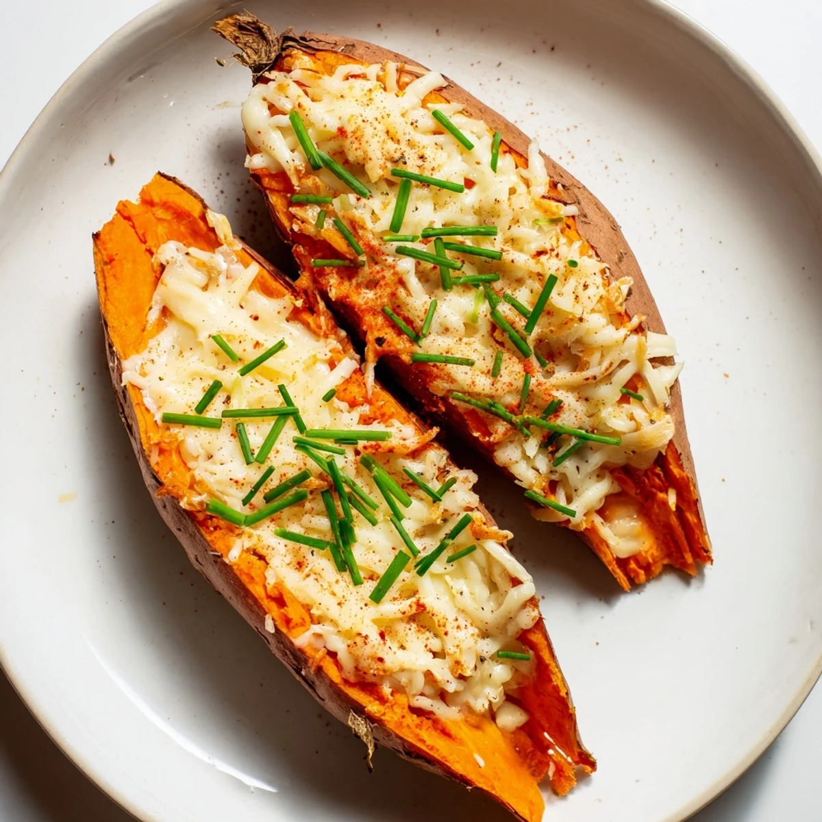 Perfectly baked Sweet Potato & Cheese Whole Roast bursting with melted cheese and smoky paprika.