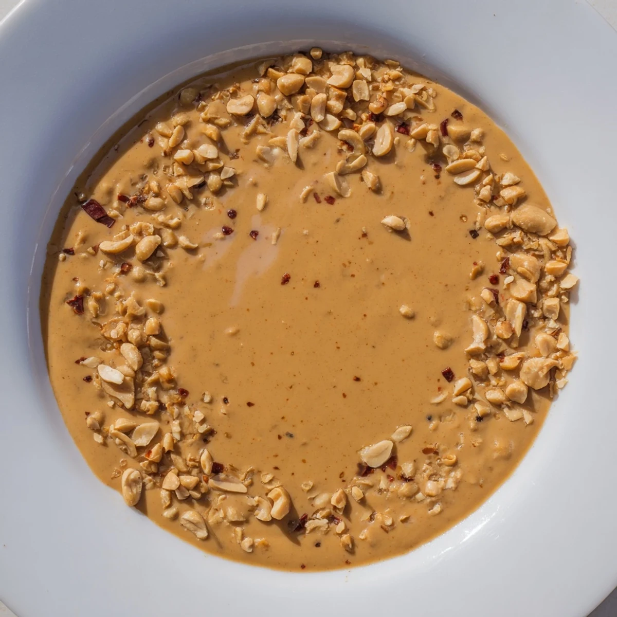 Creamy Indonesian Satay Sauce, perfect for dipping, smells rich with peanut butter and coconut milk.