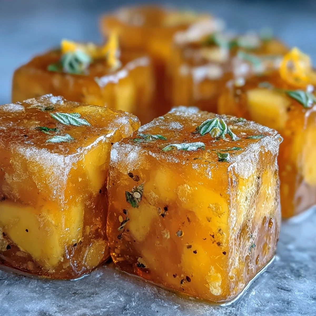 These wellness cubes glow with fresh lemon, ginger, and turmeric—ready to dissolve in warm water for a soothing, immune-boosting sip.