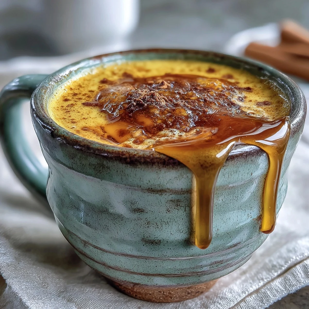 Warm, creamy turmeric and ginger golden milk with a golden hue, inviting you to enjoy a soothing, adaptogenic drink.