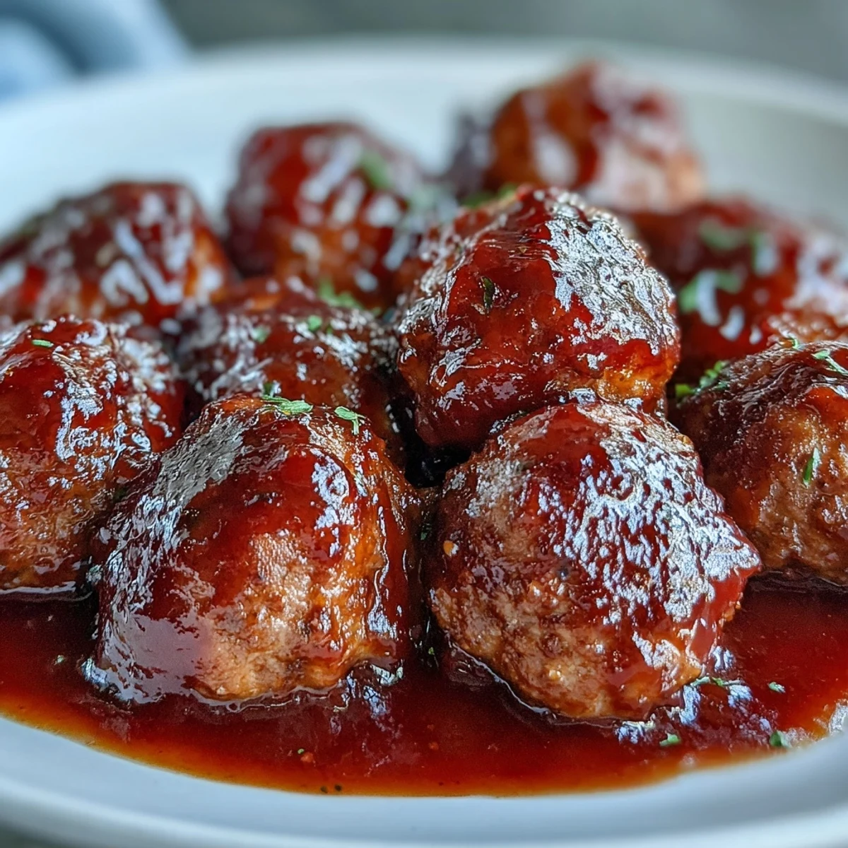 Juicy Easy Sweet and Sour Crock Pot Meatballs on a toothpick, ready to serve at a party.
