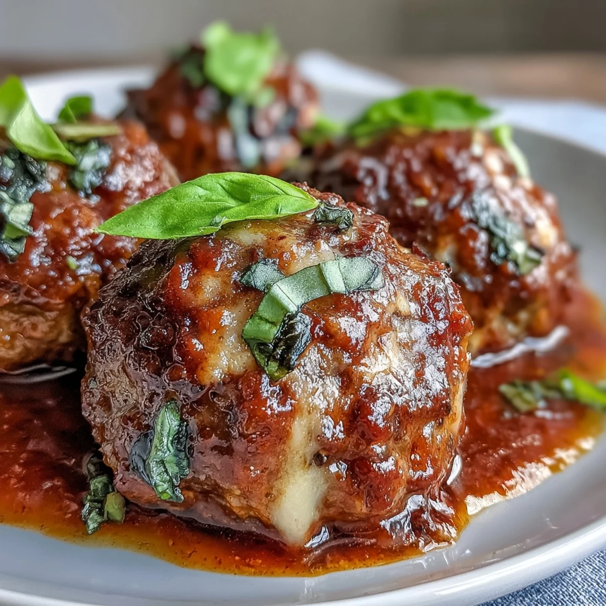 Golden baked Cheesy, Garlicky Meatballs With Marinara release steam beside a bowl of pasta.