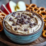 A luscious no-bake chickpea cookie dough dip, perfect with fruit.