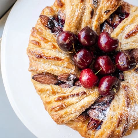 Rustic Cherry Vanilla Almond Galette
