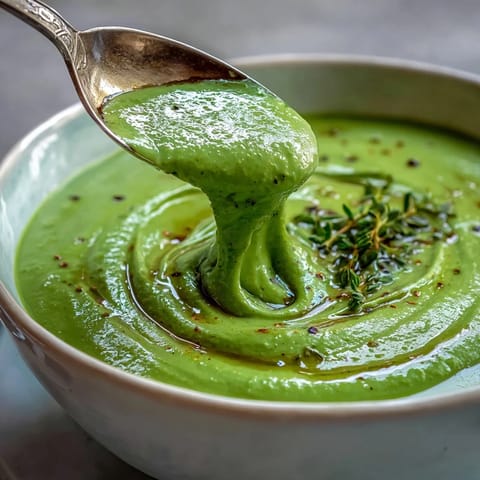 Vibrant green Big Green Immunity-Boosting Vegetable Soup simmering in a pot, featuring spinach, asparagus, and broccoli.  