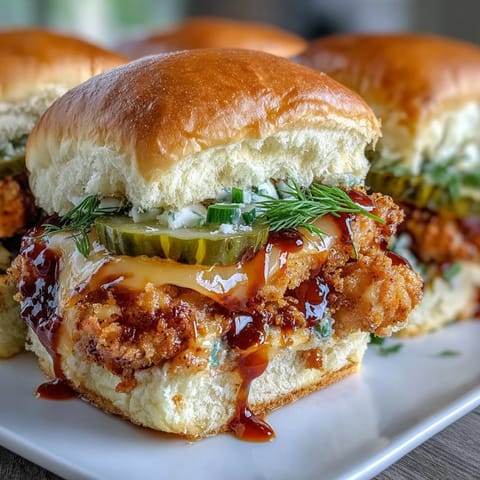 Freshly baked Spicy Honey Butter Chicken Sandwich Bake served warm, featuring pull-apart sliders perfect for game day gatherings or family dinners.