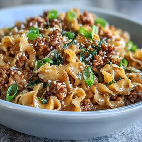 Tossed ramen noodles in a rich peanut and soy sauce with ground turkey and wilted cabbage for a quick, easy weeknight meal