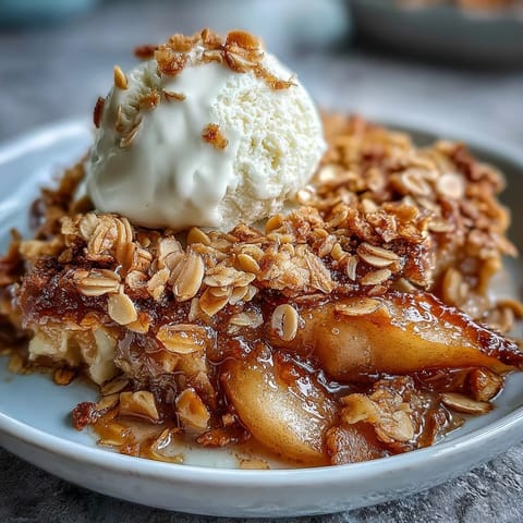Fragrant cardamom and cinnamon infuse baked apples beneath a golden, buttery oat and almond streusel.  