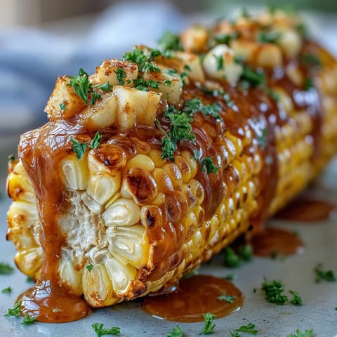 Microwave Corn on the Cob with Garlic Butter, golden and juicy, brushed with rich, melted garlic butter and fresh parsley.