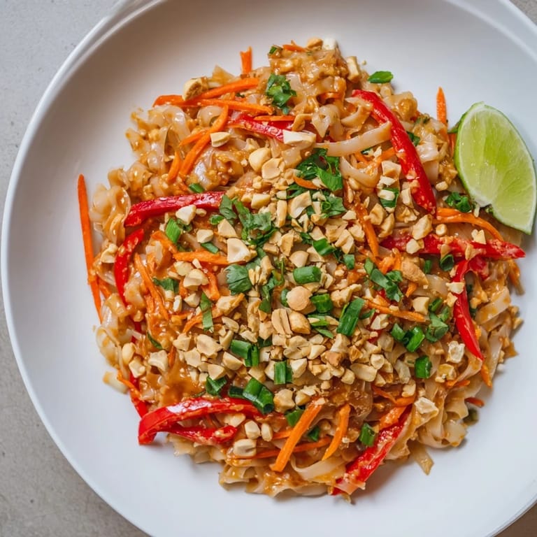 Vibrant and colorful spicy peanut noodles, a vegetarian delight, ready to eat in minutes.