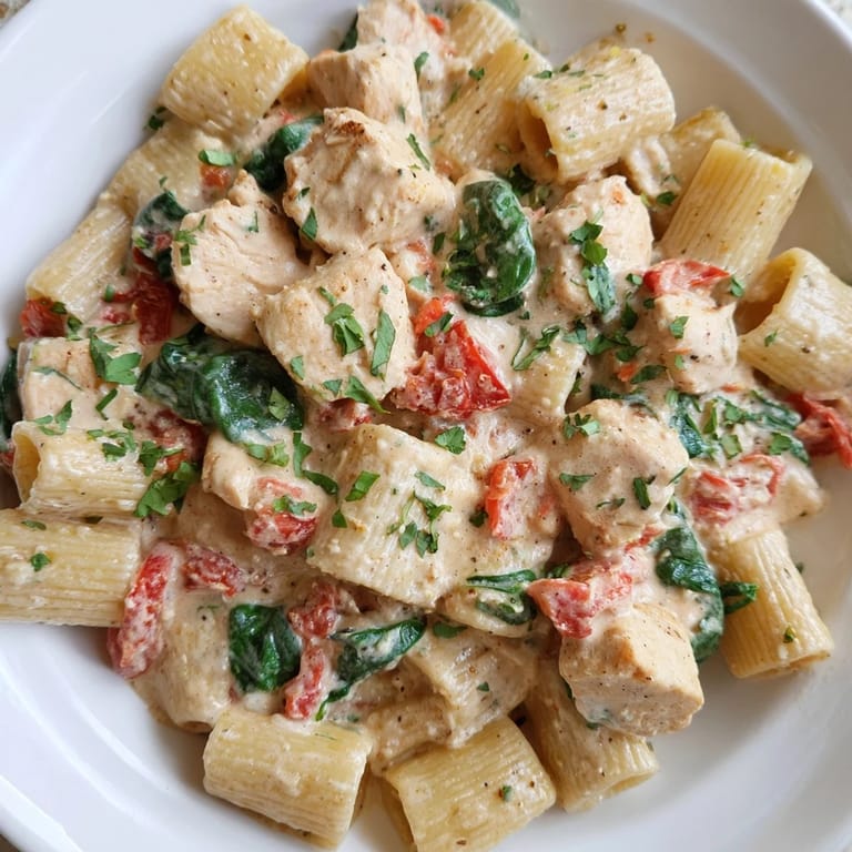 A steaming plate of Budget-Friendly Marry Me Chicken Pasta, garnished with fresh basil, for a satisfying dinner.