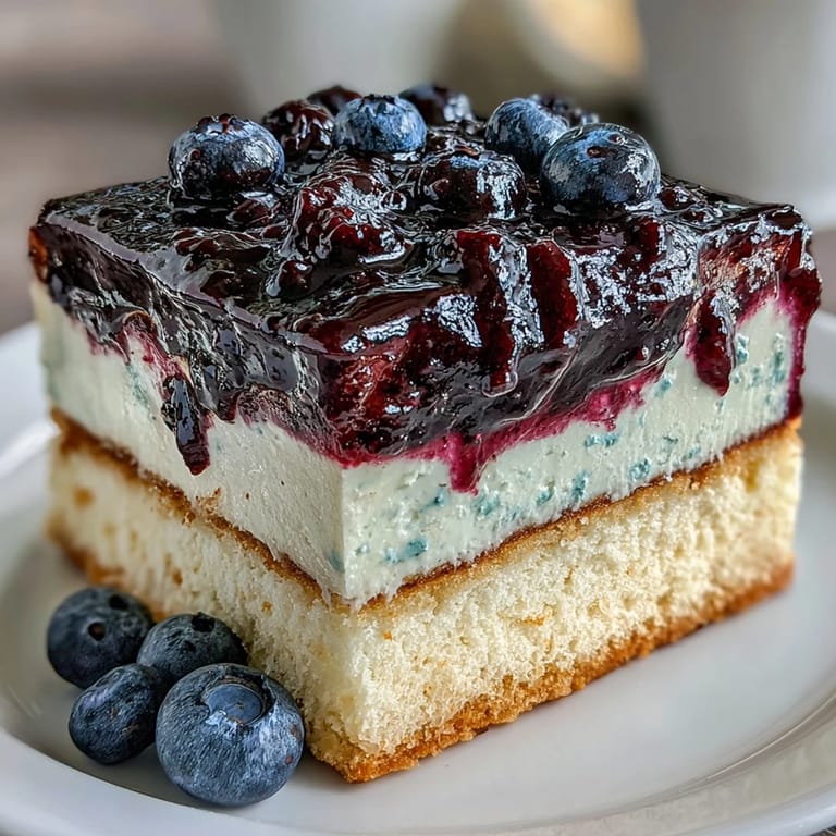Fresh blueberries garnish this chilled Lemon Blueberry Shortbread Mousse Cake, showcasing the tangy mousse and golden shortbread crust.