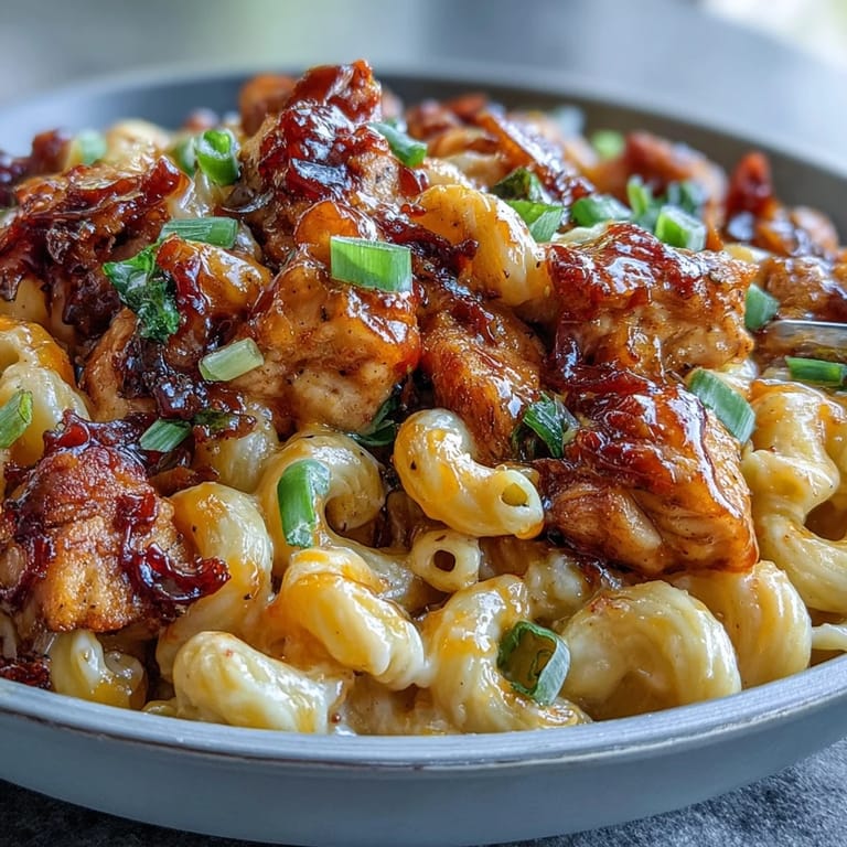 Steaming Sticky Honey BBQ Chicken Pasta Skillet in a cast iron pan, garnished with chopped parsley, ready for a family weeknight dinner.