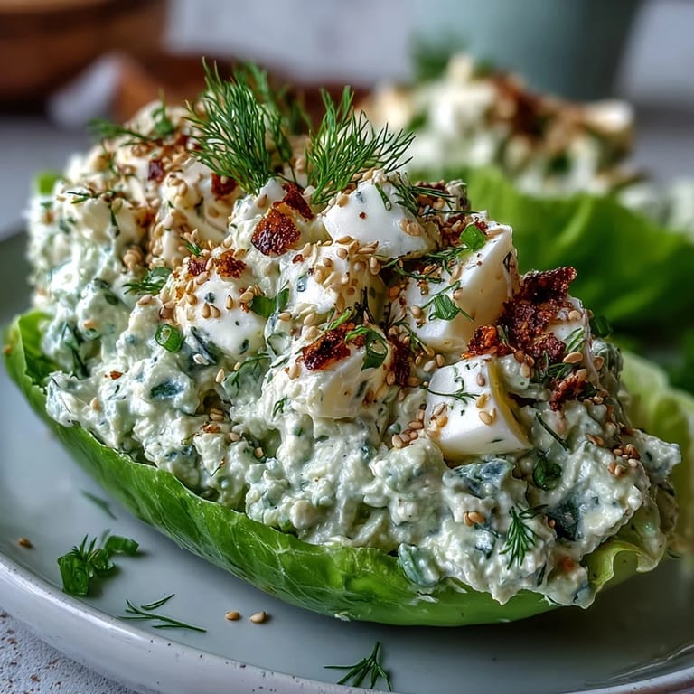 Fresh Keto Avocado Egg Salad Lettuce Boats: Hard-boiled eggs and ripe avocado combine for a satisfying, crunchy keto-friendly lunch wrapped in romaine leaves.