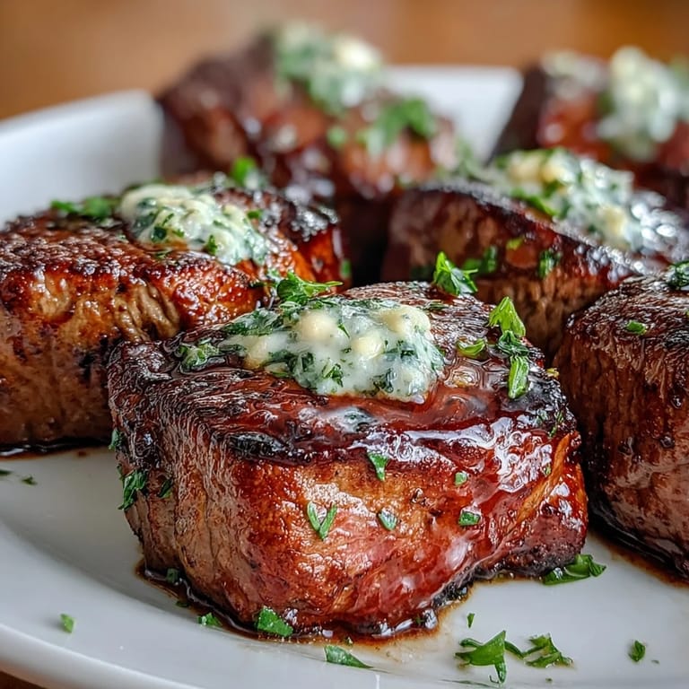 Juicy sirloin steak bites tossed in aromatic garlic butter, paired with oven-baked avocado fries and delicate zucchini ribbons for a satisfying low-carb, keto-friendly dinner.