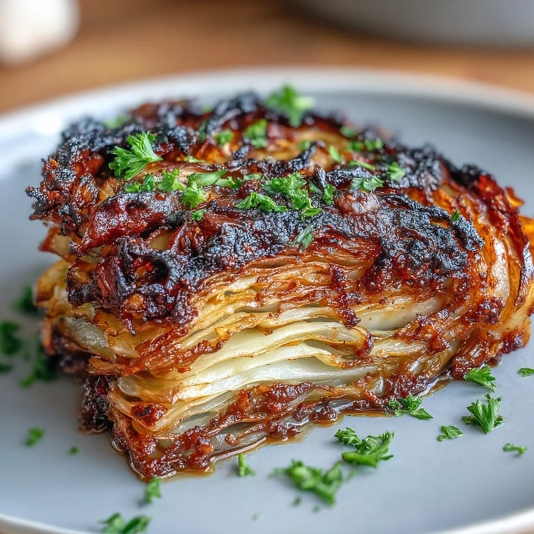 Thick cabbage steaks air-fried to perfection, brushed with melted garlic butter and herbs.
