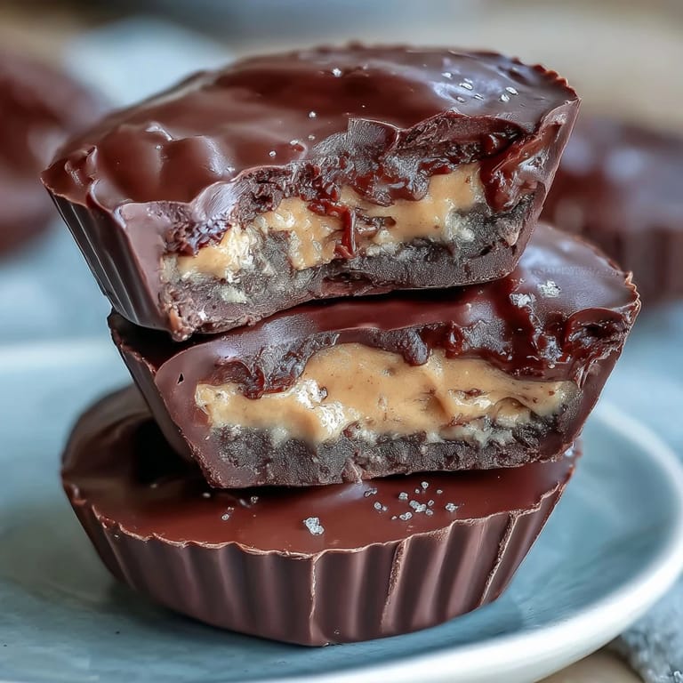 Indulgent dark chocolate peanut butter cups made with a velvety peanut butter center and premium dark chocolate shell, ideal for satisfying sweet cravings with a gourmet twist.