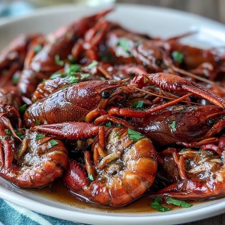 A vibrant Cajun crawfish boil featuring juicy crawfish, golden corn, and red potatoes, served with melted butter and lemon wedges.