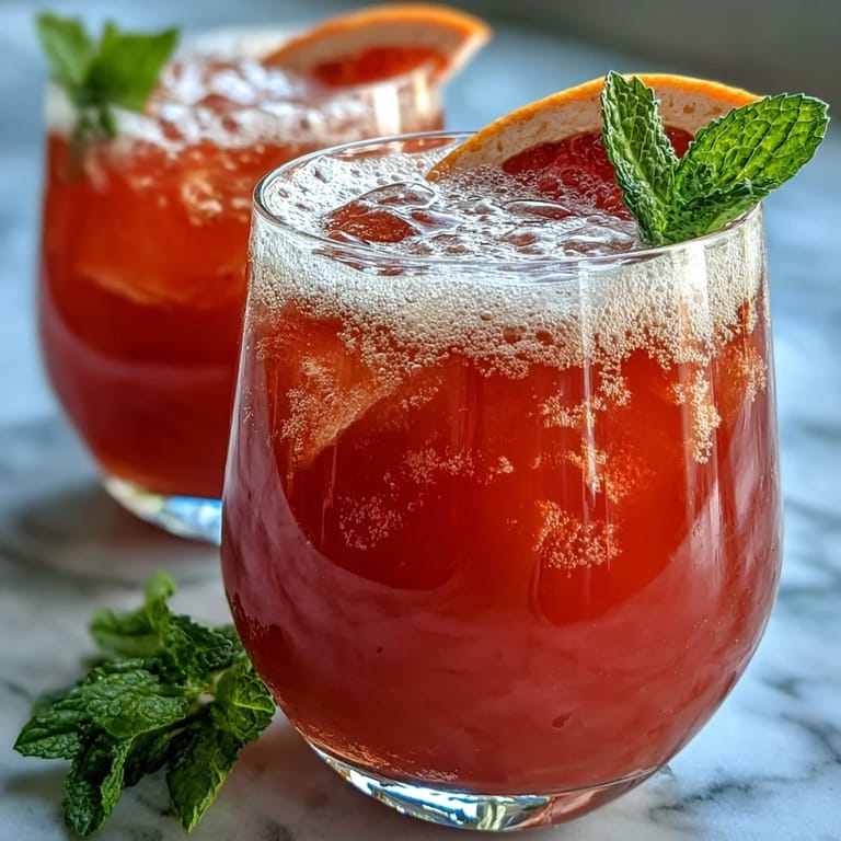 Vibrant non-alcoholic mocktail featuring zesty grapefruit and lime flavors, topped with sparkling water and a sprig of mint for a festive presentation.