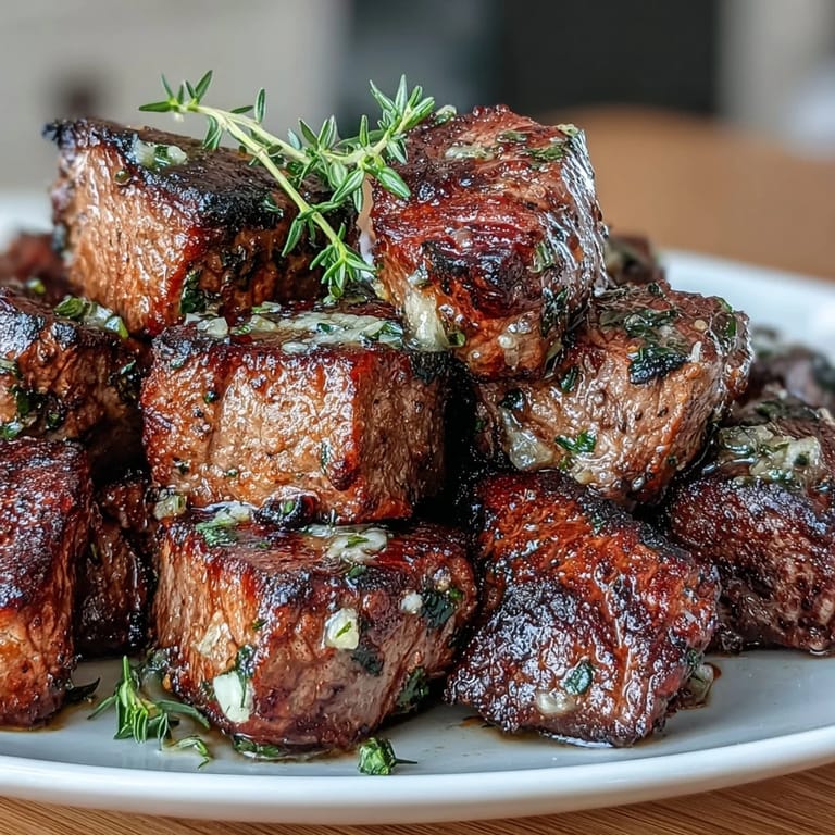 Savory steak cubes cooked in garlic butter and fresh herbs, plated for a flavorful, easy weeknight meal in just 20 minutes.