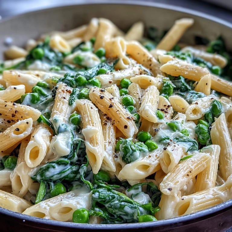 A comforting bowl of one-pot pasta featuring lemon, ricotta, and fresh greens.