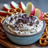 Fiber-Packed Chickpea Cookie Dough Dip, creamy and studded with chocolate chips.