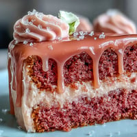 Elegant pink Bridal Shower Rosé Velvet Cake with shimmering gold drip.